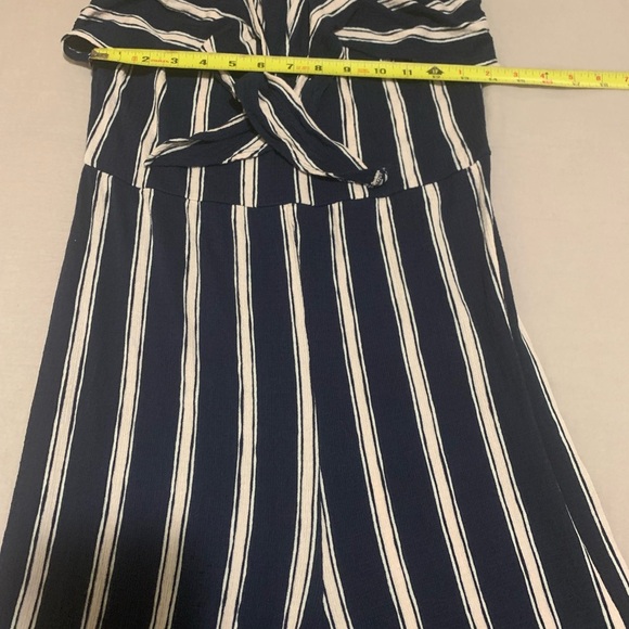 Love Tree Navy and Cream Striped Garment Romper - Picture 2 of 10